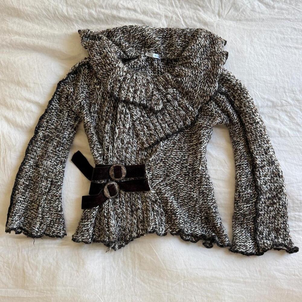 Zone bleue brown marled knit cardigan